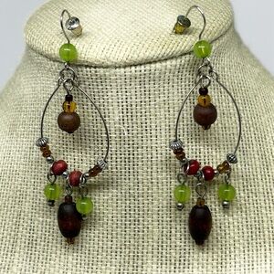 Beaded‎ Hoop Dangle Earrings